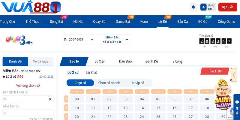 Lô đề trực tuyến VUA88 uy tín, thanh toán nhanh chóng