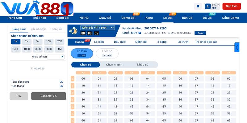 Siêu tốc MD5 hiện đang “ăn khách” tại sảnh lô đề nhà cái